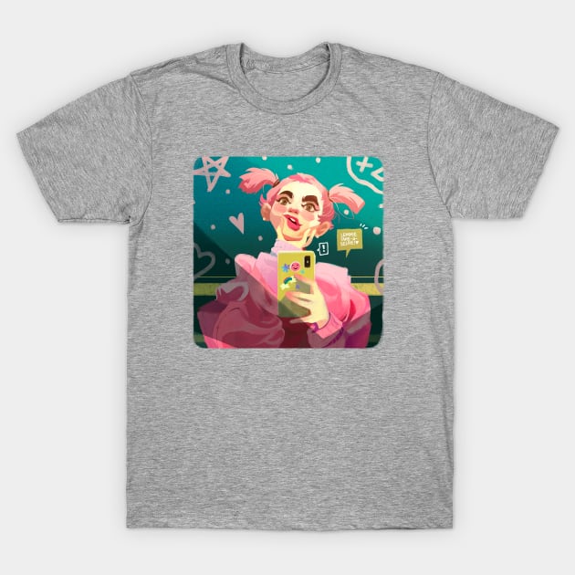 Pink girl Selfie T-Shirt by Kire Torres